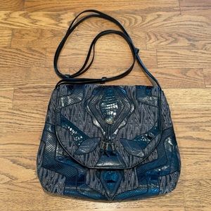 Vintage Sharif Fabric and Leather Patchwork Crossbody